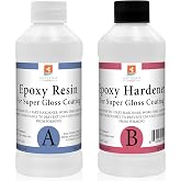 Epoxy Resin 16 oz Kit | 1:1 Crystal Clear Resin and Hardener for Super Gloss Coating | For Bars, Tabletop, Art, Jewelry, Casting Molds | Safe for Use on Wood, Metal, Stone, Plastic, Marine Sealer