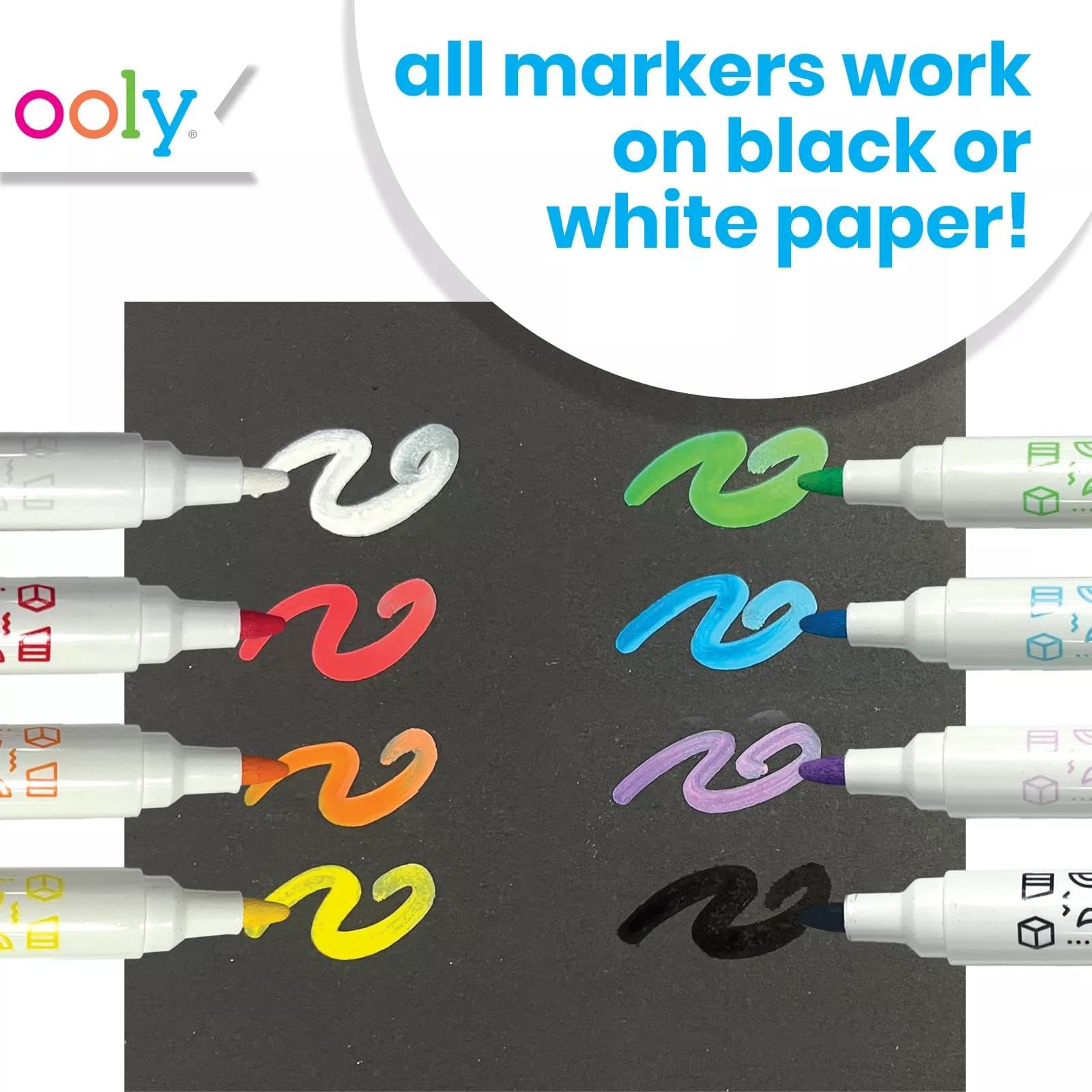 Ooly Vivid Pop Set of 8 Super Bright Water Based Paint Markers - Erases off Whiteboards, Windows, Mirrors- For Kids, Back to School Supplies, Art Projects, Paint Pen Marker for Kids
