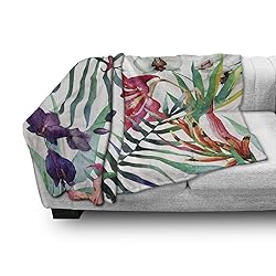 Ambesonne Watercolor Flower Soft Flannel Fleece