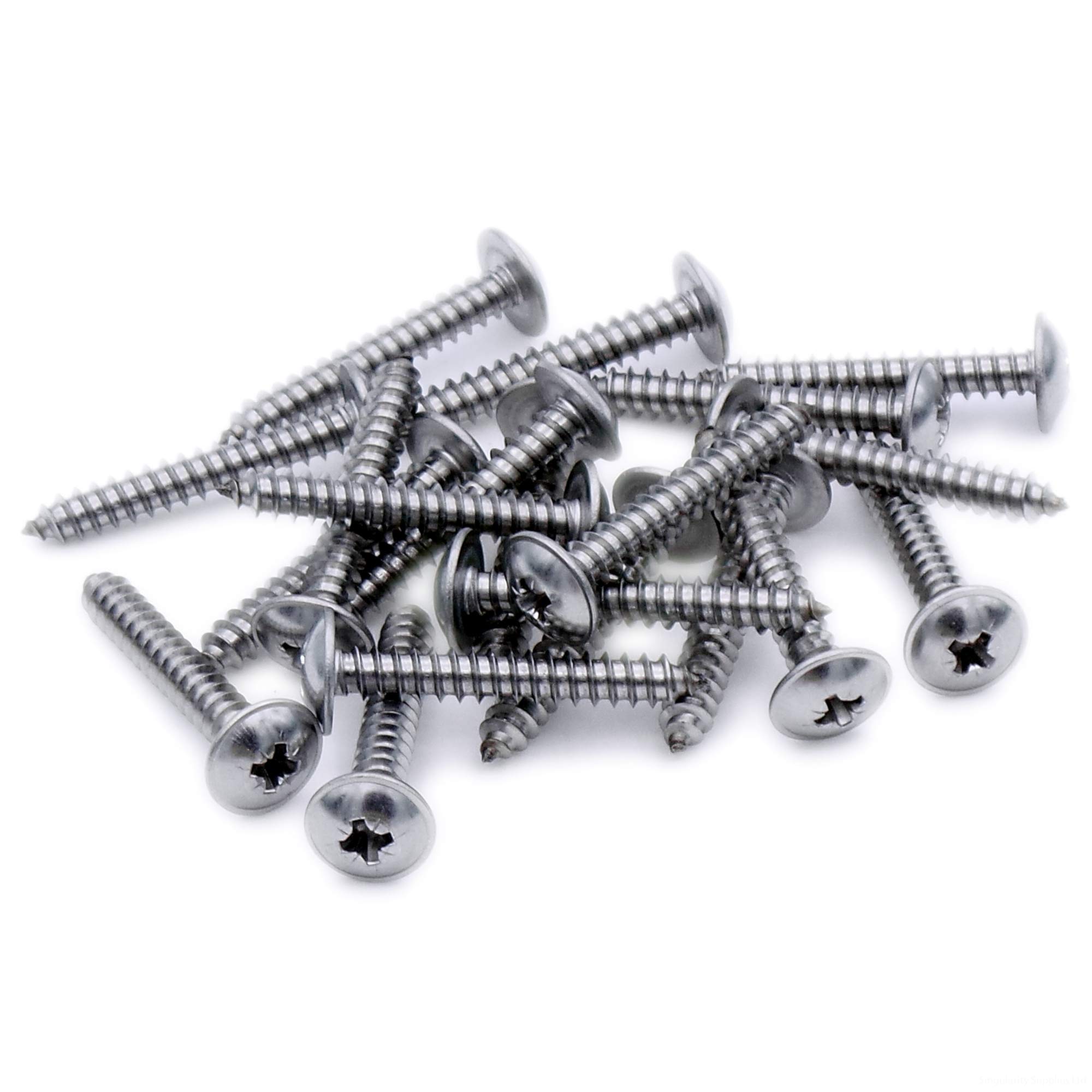 No.10 x 1.5 (4.8mm x 38mm) Pozi Flanged Self-Tapping Screw - Stainless Steel (A2) (Pack of 20)