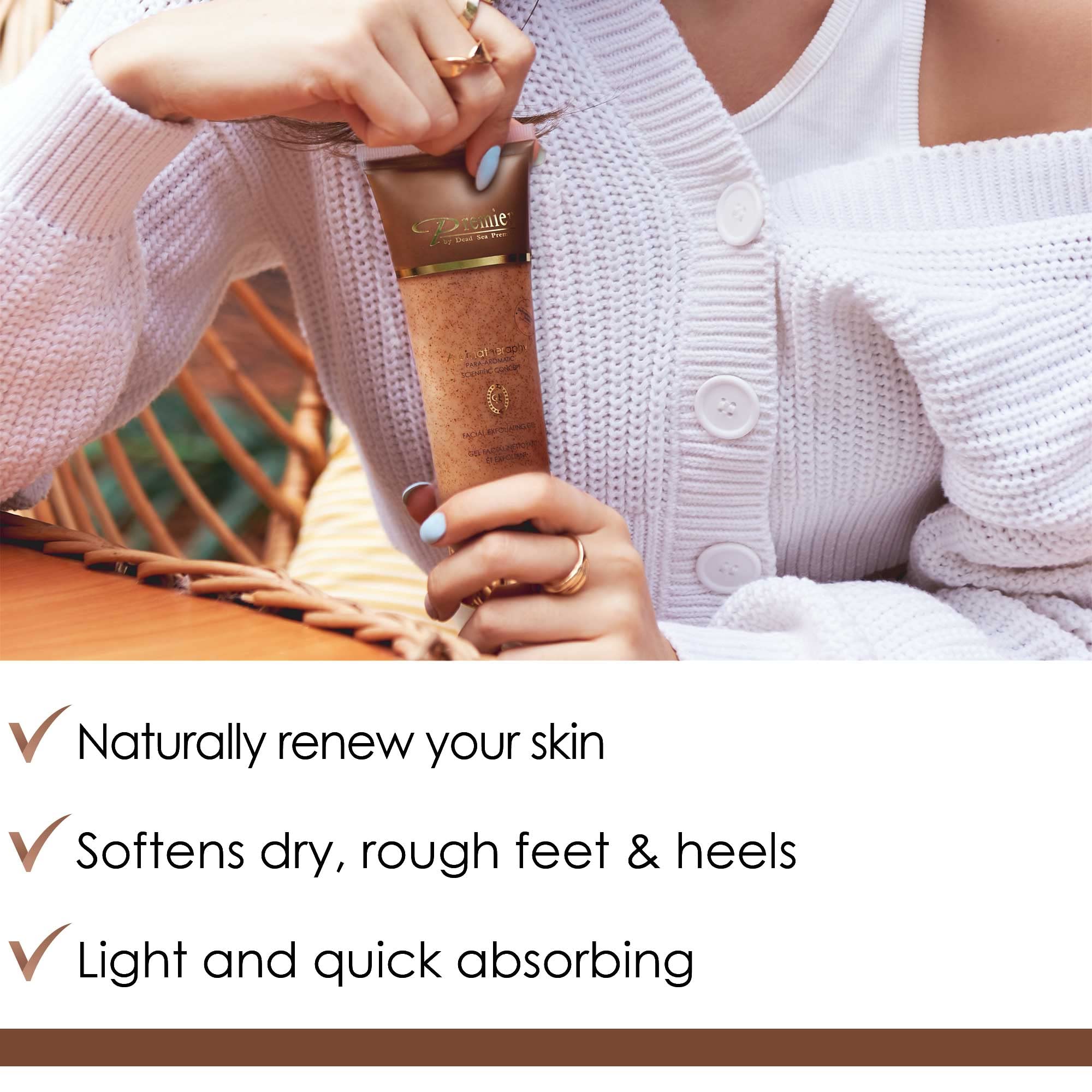 Premier Dead Sea Face Scrub, Exfoliating Face Wash for Women and Men, Para-Pharmaceutical Facial Gel Cleanser with Dead Sea Salt Minerals, Micro Grains, Non-Drying (4.25 Fl oz)