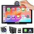 CARPURIDE W905 Wireless Carplay & Android Auto, Portable 9'' Touch Car Screen, 4K Dash Cam,Drive Play Car Play Navigation with Mirror Link/Siri/FM/Bluetooth/Light Sensor