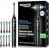 BAOVERI Electric Toothbrush for Adults&Kids, 42000 VPM Rechargeable Sonic Toothbrush with 8 Brush Heads, 5 Modes & 3 Intensity Levels, IPX7 Waterproof, 2-Min Smart Timer, 4 H Fast Charge for 60 Days