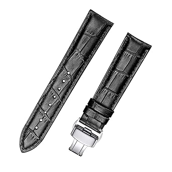 MN-BAND Leder Uhrenarmbänder Schnellverschluss Faltschließe für 18mm 20mm 22mm 24mm Schwarz Braun Geprägte Korn Klassische De