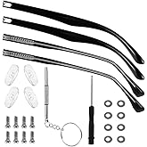 Heclia Glasses Replacement Arms Legs 2 Pairs with Eyeglasses Fix Adjustment Accessories with Temple Anti-Slip Silicone Tips Eyewear Repair Kit With Screws Washers Screwdrivers Nose Pads