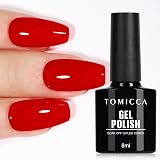 TOMICCA Gel Nail Polish Red 8ml Soak Off UV/LED Long Lasting High Gloss