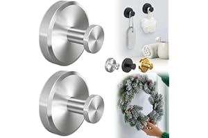 KOUJUT Luxe Hold No-Drill Hooks, 2024 Upgraded Suction Cup Hooks, Stainless Steel Waterproof Suction Cup Hooks for Shower, Bathroom, Hanging Towels, Mounting on Glass Shower Doors, Tile, Mirrors (Sliver*2)