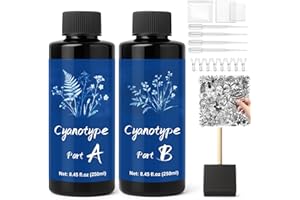 WAN2TLK Cyanotype Kit, Sun Printing Kit for Photographic Blueprints on Paper and Fabric, 2 Component Cyanotype Solution Sensitizer Set for Crafts DIY Project