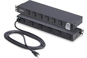 StarTech.com 12-Outlet Rackmount PDU, 1U Server Power Strip, Wide-Spaced Right-Angle Ports, Mounted Power Distribution Unit