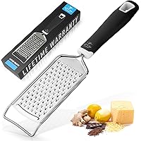 Zulay Kitchen Professional Cheese Grater Stainless Steel - Durable Rust-Proof Metal Lemon Zester Grater With Handle - Flat Ha