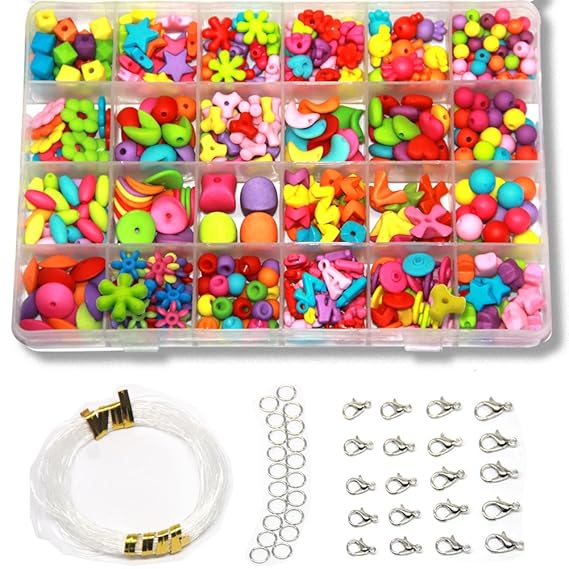 Ewparts 24 Arten Bunte Perlen Handwerk Perlen für Kinder DIY Armband, Perlenschnur, der Satz bildet, kultiviert Farben empfin