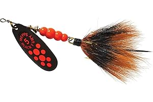 Mepp's Black Fury Dressed Treble Fishing Lure, 1/2-Ounce, Fluorescent Red Dot/Black Red Tail (BF5T FL)