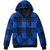 ZENTHACE Men's Thicken Sherpa Lined Checkered Flannel Hoodie Shirt Jacket