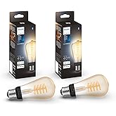 Philips Hue Smart 40W ST19 Filament LED Bulb - White Ambiance Warm-to-Cool White Light - 2 Pack - 550LM - E26 - Indoor - Cont