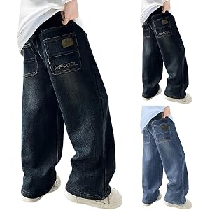 Classic Boys Jeans Cotton Straight Leg Jeans for Boys Elastic Baggy Pants for Child 3T to 14