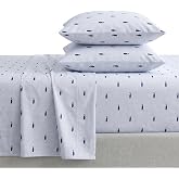 Nautica - Twin Cotton Percale Sheet Set with Matching Pillowcase | Naturally Smooth Percale, Matching Pillowcase &amp; Fitted Sheet, Breathable, Machine Washable, Deep Pocket