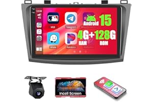 Realdio 4+128GB Android 15 Car Radio for Mazda3 2009-2013 Wireless Carplay Android Auto, 9" 1280 * 720P in-Cell Touch Screen 