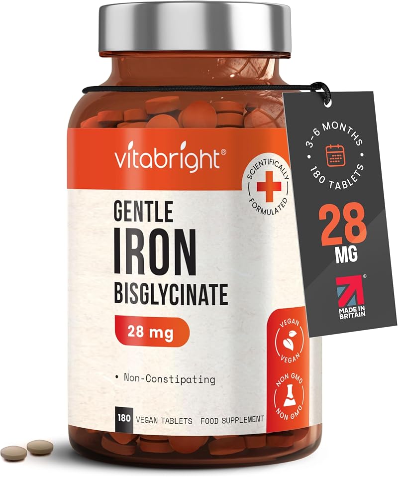 VitaBright Iron Supplements 28mg | 180 Gentle Tablets | Non Constipating