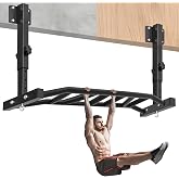 HWOOUSA 48" Joist Mounted Pull Up Bar, 600LBS Heavy Duty Multi Grip Ceiling Mount Chin Up Bar, Ceiling Beam for Home Gym/Garage/Basement with 5-Height Adjustable&amp; Round Anchors, Easy to Install