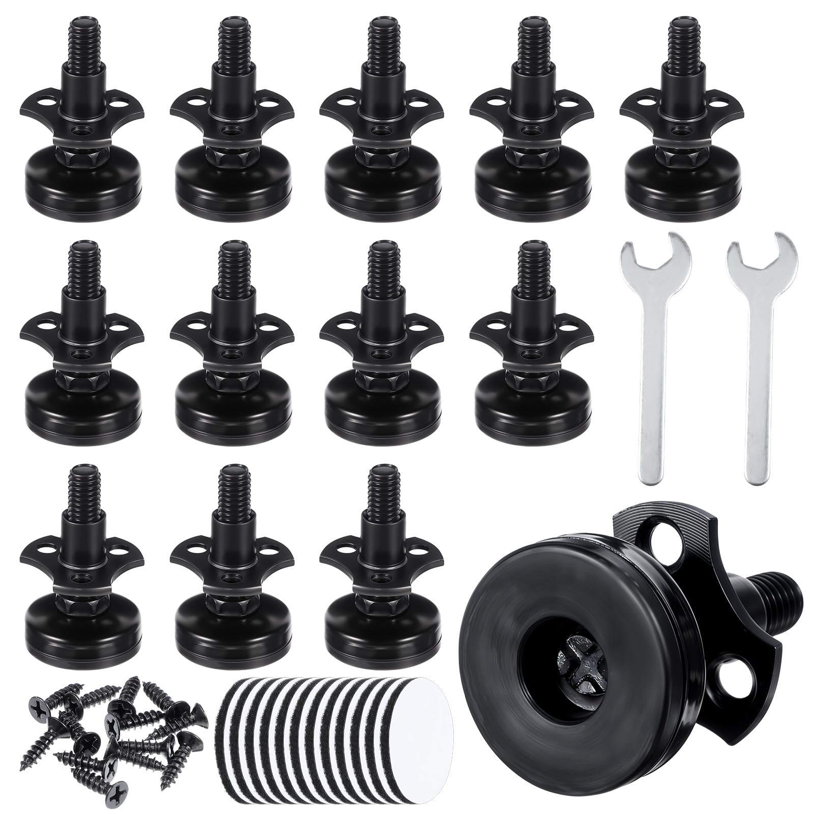 Photo 1 of 12 Packs Heavy Duty Furniture Levelers 3/8''-16 Thread w/ T-Nut Kit Furniture Leveling Feet Adjustable Furniture Levelers for Tables,Cabinets,Chairs,Workbench,Sofa and More,Large Base Supports 2640LBs