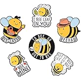 HEYTRCO 6PCS Cute Bee Enamel Pins Bulk, Cartoon Cute Funny Bee Pins with Puns, Let It Bee Backpack Hat Pin Set, Decorative Crooches Button for Jeans, Jackets, Bags, Dress, Shoes