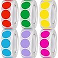 3000 Pieces 3/4 Inch Round Color Coding Labels Roll Dot Stickers Assorted Colored Circle Dot Labels Adhesive Solid Colors Circle Stickers for Inventory Organize, File Classification, 6 Colors