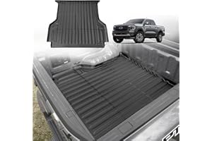 TripleAliners Bed Mat Compatible with Ford Ranger 2024 5FT Bed TPE Truck Bed Liner Perfectly Flush All Weather Protection Fit 2024 Ford Ranger 6th Gen