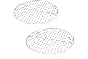 10½ Inch Round Cooling Cooking Racks, E-far Stainless Steel Round Steaming Baking Rack Set of 2, Multi-Purpose for Canning Ai