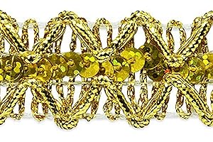 EXPO INTERNATIONAL Trims by the Yard Sheba Diamond Sequin Braid Trim, 20 Yards, Gold