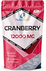 NutriVolv Cranberry 12000mg Tablets 120 Non Alcoholic Gluten Free view 1