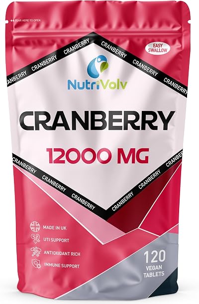 NutriVolv Cranberry 12000mg Tablets 120 Non Alcoholic Gluten Free