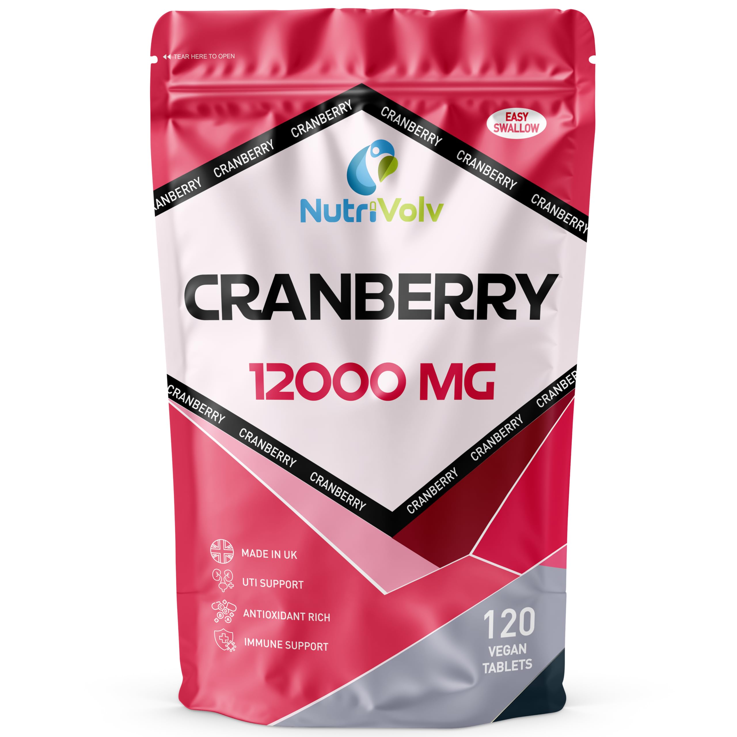 Cranberry 12,000mg Tablets — 120 Tablets Non-Alcoholic & Gluten-Free Antioxidant Syrup — Fights Urinary Tract Infections & Strengthens Your Immunity — Naturally Extracted Pure Cranberries