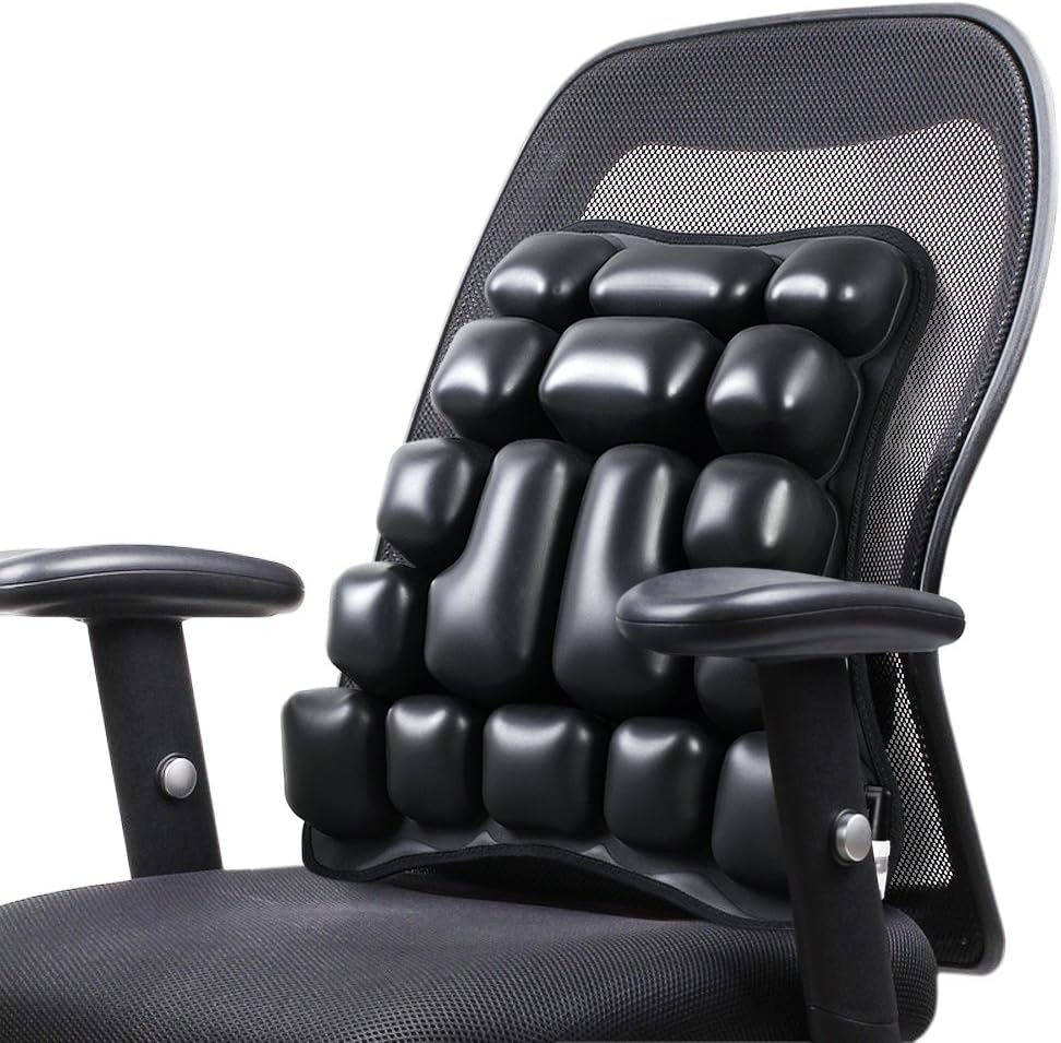Wissmiss Inflatable Stress-Relieve Back Cushion, Lumbar Support Pillow,3D Mesh Cover,Meets The Ergonomic Design Relieves Lower Back Pain, for Computer、Office Chair, Car Seat.