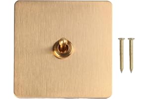 Retro Interior Light Switch On-Off Set, Switch Plate, Toggle Light Rocker Switch 1/2 Way Retro Brass Plate Lever 86 Type Togg