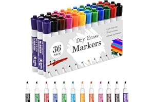 SUQJOY Dry Erase Markers, Chisel Tip Whiteboard Markers, Low Odor Dry Erase Marker, 36 Bulk 12 Assorted Color Markers for Kids/Teachers