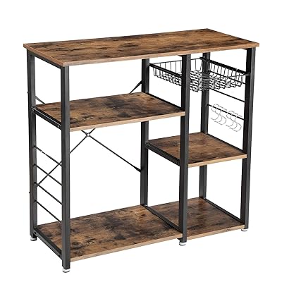 VASAGLE Industrial Kitchen Baker’s Rack, Coffee Bar, Microwave Stand