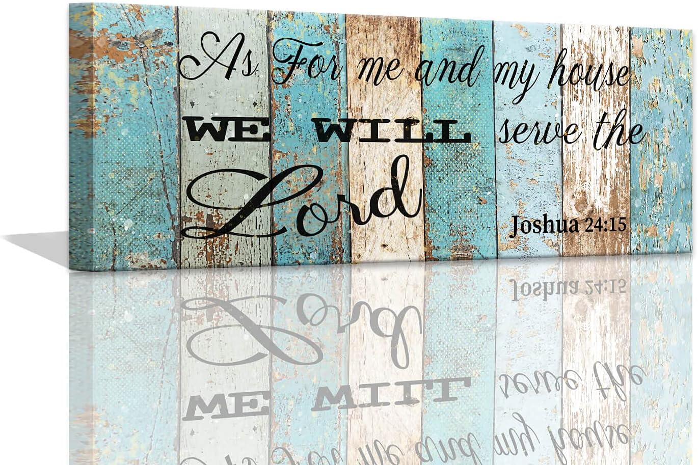 As for Me And My House We Will Serve The Lord Wall Decor Rustic Religious House Decor Wood Grain Background Christian Wall Art Bible Verse Wall Decor Inspirational Quotes Framed Wall Art 6x17inch