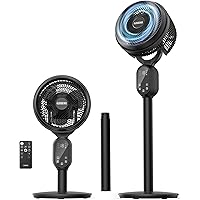 GRIDR Fan For Bedroom, Pedestal Fans 90°+90° Smart Oscillating, Standing Fans for Home 12 Speeds, 4 modes, Quiet Floor Fan wi