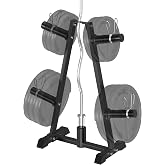 CHICAURA Weight Plate Tree Rack for 1" &amp; 2" Plates, 560lbs Capacity | Fits 1" Standard &amp; 2" Olympic Bumper Plates, Vertical Barbell Holder, Industrial Steel, Garage Gym, A-Frame, Compact