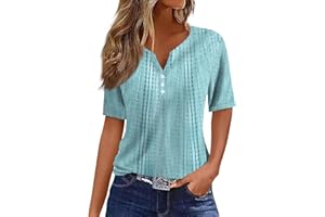 JXKIKOZE Fall Tops for Women 2025 Henley V Neck Shirts Dressy Casual Loose Fit Shirts Flowy Blouses Trendy Clothes