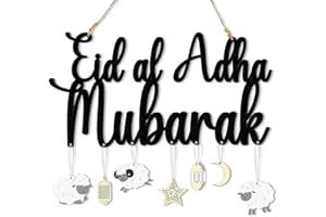 VICENPAL Eid Al Adha Decoration Eid Al Adha Wooden Pendant Ornament Mubarak Eid Hanging Decoration Ramadan Mubarak Eid Al Adha Mubarak Hanging Sign Decorations for Home Ramadan Mubarak Eid Party