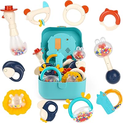 Vanplay Baby Rattle Teething Toys 0-6 Months 6-12 Months with Storage Box
