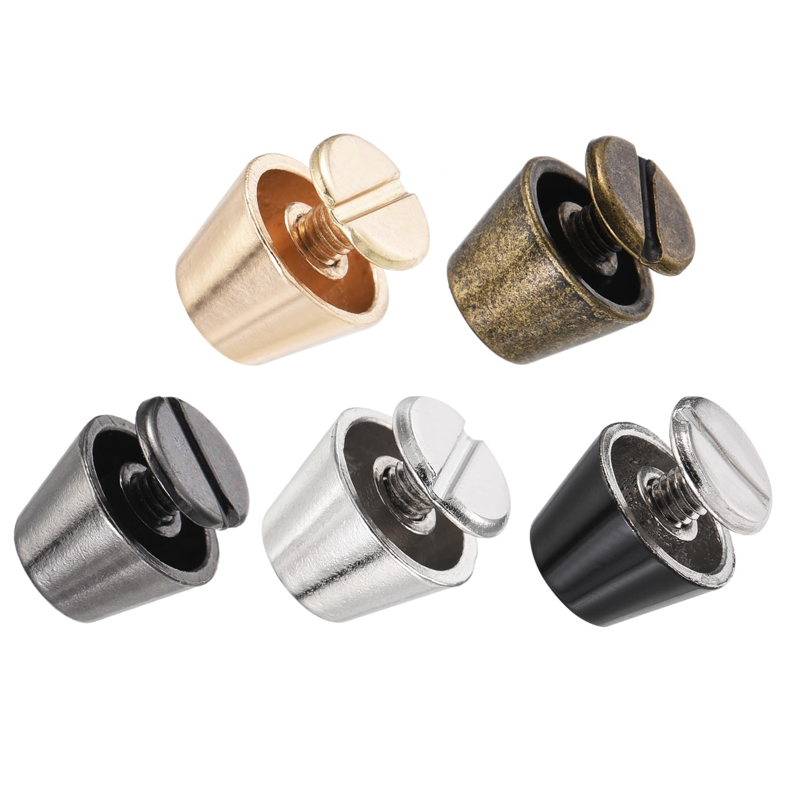METALLIXITY Screw Back Stud Spike (10x7mm) 20pcs, Flat Head Stud Rivets - for Leather Crafts Purse Bags, 5 Colors