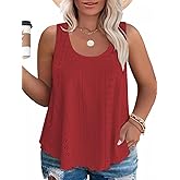 VISLILY Womens-Plus-Size-Summer-Tank-Tops Scoop Neck Camisole Sleeveless T Shirts Flowy Eyelet Embroidery Tunics Tee XL-5XL