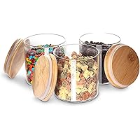 77L Glass Storage Jars, 3 Pack Airtight Food Storage Jar with Bamboo Lid, 18.6 FL OZ (550 ML) Canisters Sets for Kitchen…