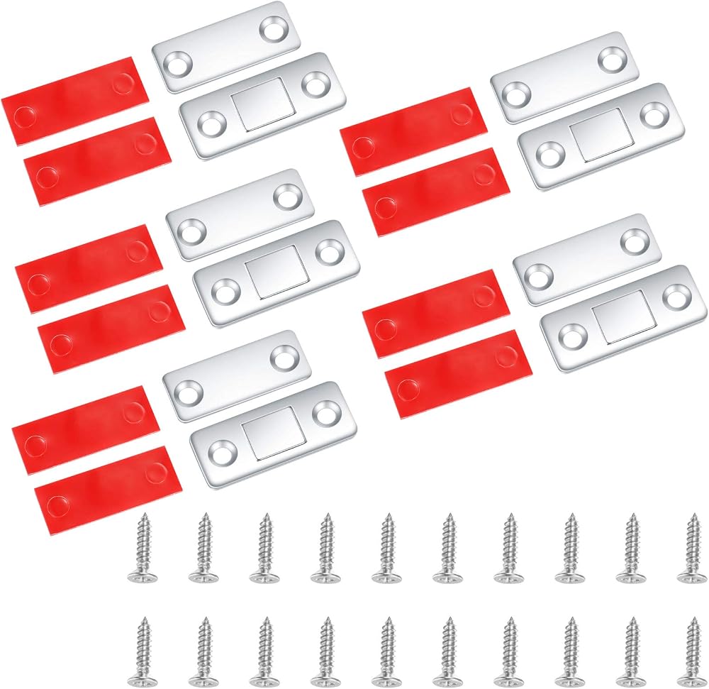 Yibaijia 5 Pack Ultra Thin Magnetic Door Catches Self Adhesive Stainless Steel