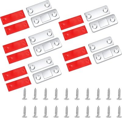 Yibaijia 5 Pack Ultra Thin Magnetic Door Catches Self Adhesive Stainless Steel