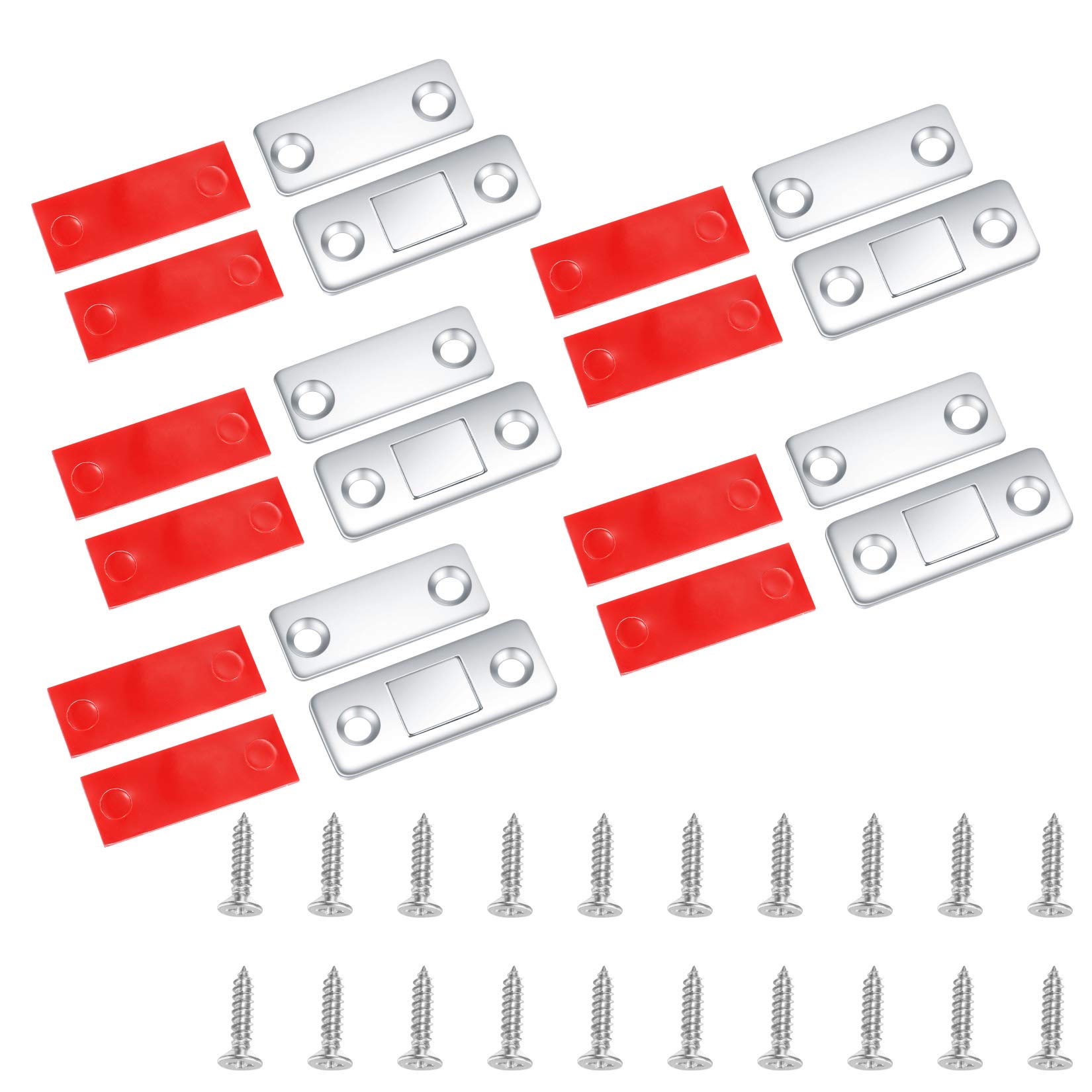 5 Pack Door Magnets, Self Adhesive Magnetic Catch, Ultra Thin Stainless Steel Cabinet Latches Hardware for Cupboard, Sliding Door, Window, Closet, Cupboard