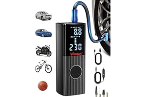 Tire Inflator Portable Air Compressor for Car Tires, VXSCAN 150 PSI 3X Fast Inflation Cordless Tire Pump, 20000mAh Battery & 12V DC Dual Power Electric Air Pump for Car Bike Motorcycle Ball