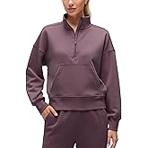 CRZ YOGA SoftAura Half Zip Sweatshirt for Women - Pullover Workout Casual Funnel Neck Sweat Shirts with Pocket